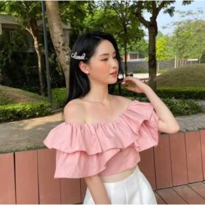 Áo trễ vai croptop bèo nhún